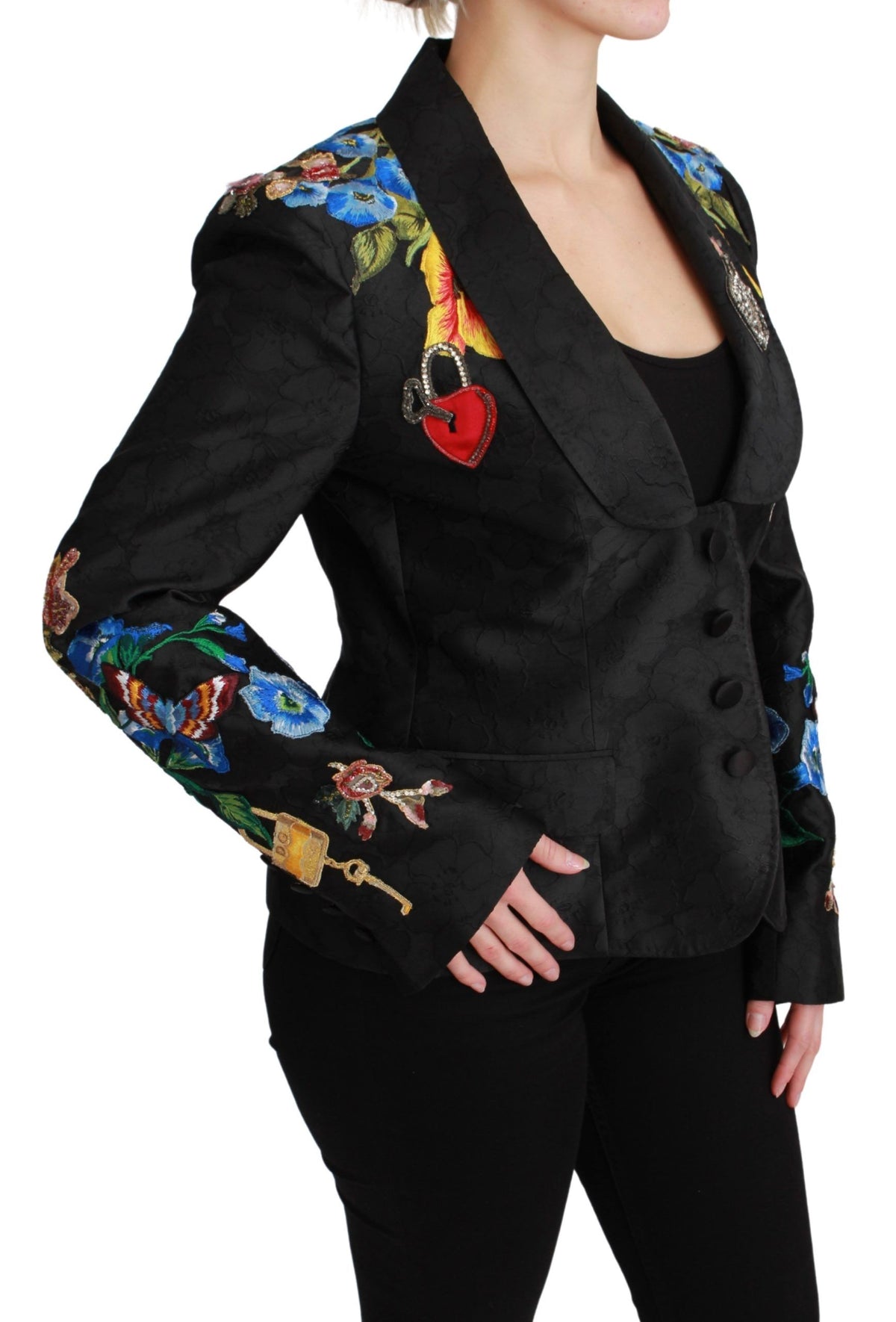 Dolce & Gabbana Black Fairytale Sicily Embellished Brocade Blazer