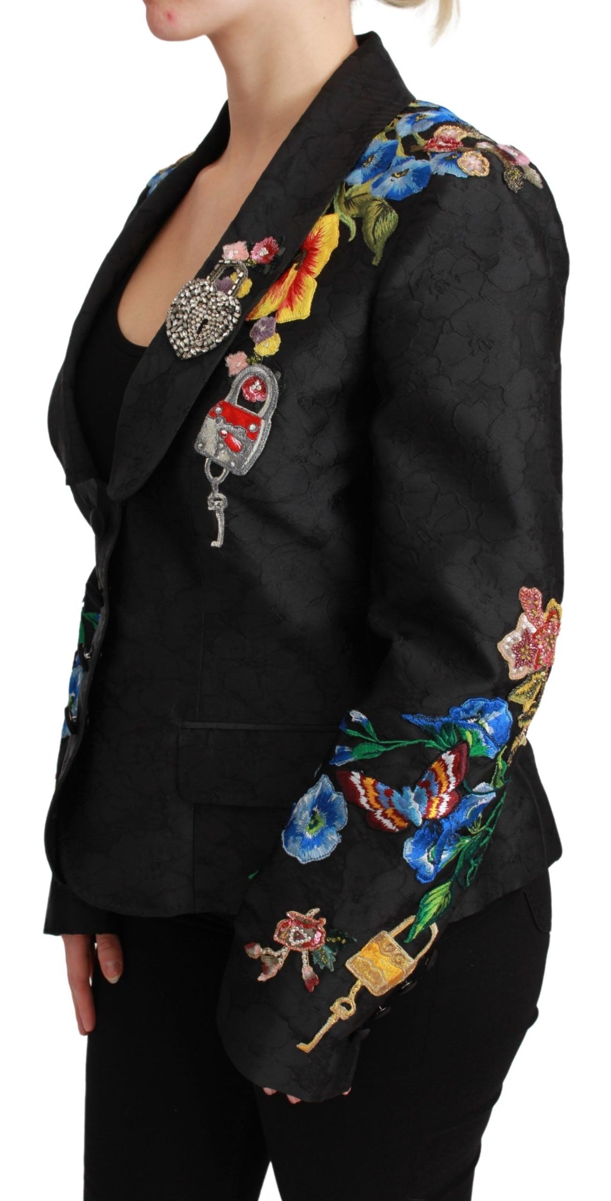 Dolce & Gabbana Black Fairytale Sicily Embellished Brocade Blazer