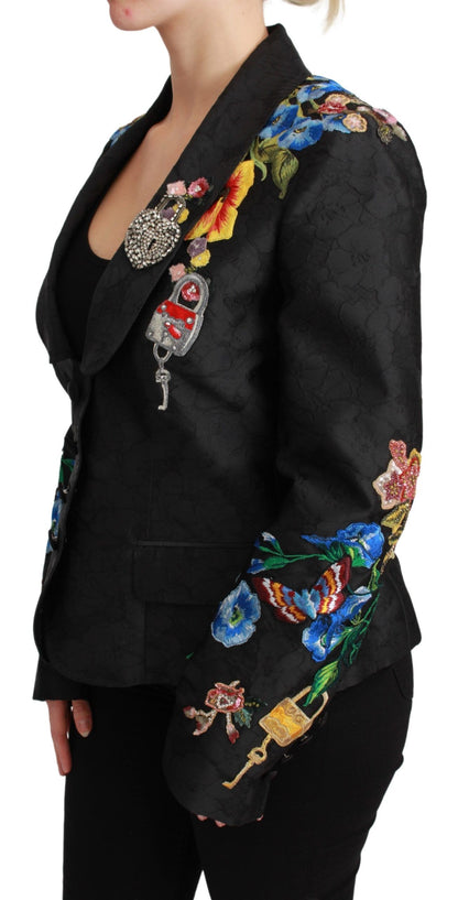 Dolce & Gabbana Black Fairytale Sicily Embellished Brocade Blazer