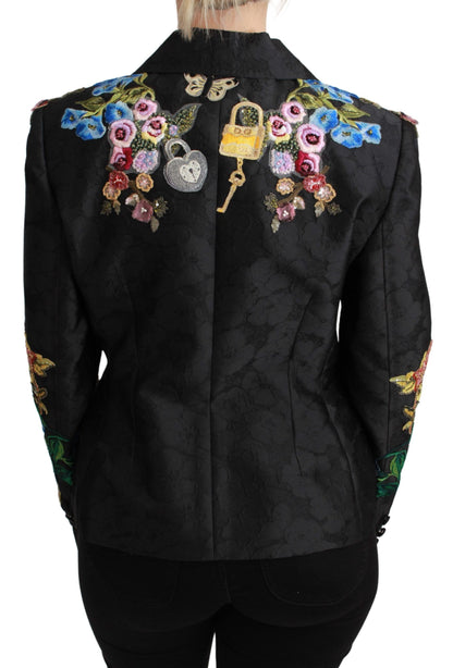Dolce & Gabbana Black Fairytale Sicily Embellished Brocade Blazer