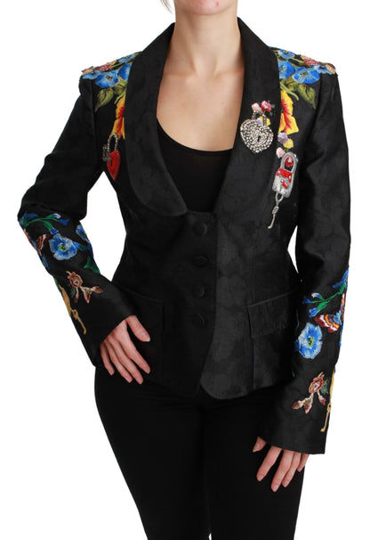 Dolce & Gabbana Black Fairytale Sicily Embellished Brocade Blazer