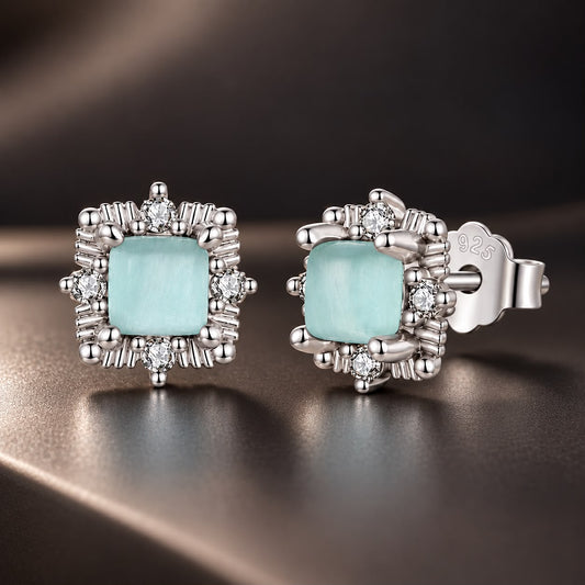 Sterling Silver Transparent Glass and Pavé CZ Earrings