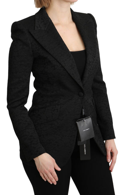 Dolce & Gabbana Black Brocade Single-Breasted Blazer