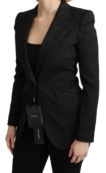 Dolce & Gabbana Black Brocade Single-Breasted Blazer