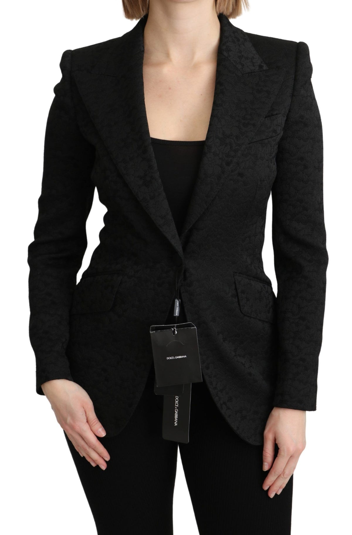 Dolce & Gabbana Black Brocade Single-Breasted Blazer