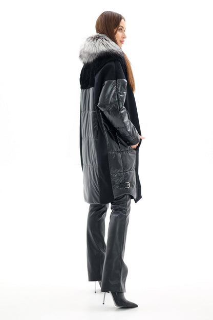Silver Fox Fur Italian Cashmere Wool Freudenberg Comfortemp® Coat