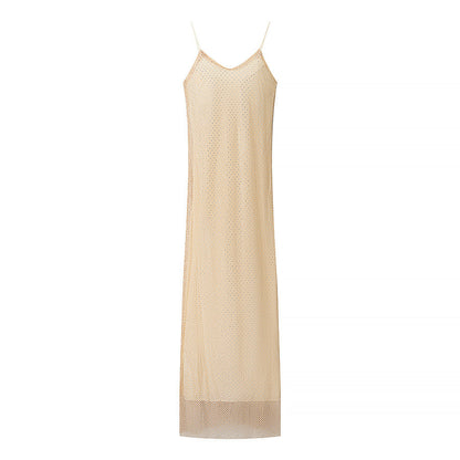 Women Clothing Bright Diamond Decoration Slim Slip Dress Sexy Feminine Dress
