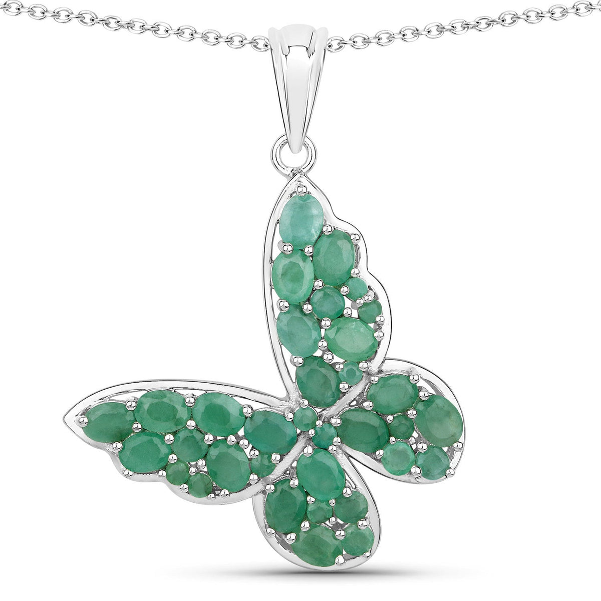 Sterling Silver Emerald Butterfly Pendant