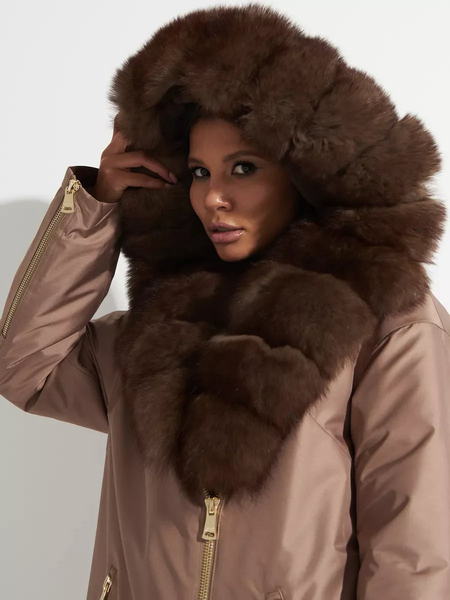 Polar Fox Fur Trim Rabbit Fur Insulated Parka