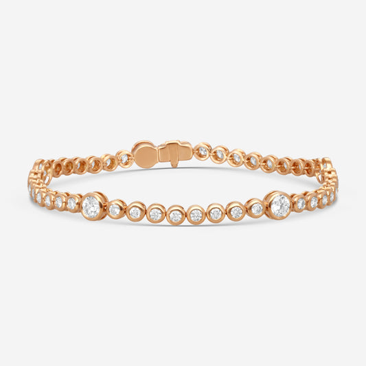 Mémoire - 18K Rose Gold Bezel Set Bracelet with Stations CBDD143-18KR