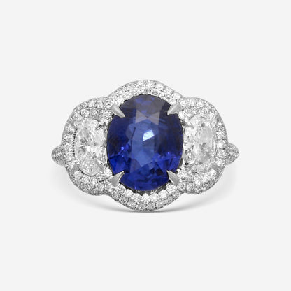 Lugano - 18KW Sapphire 3 Stone Ring (Gross Weight: , DIA: 1.99ct twd, SAP: 3.63ct) Size 6.25 - 1050453
