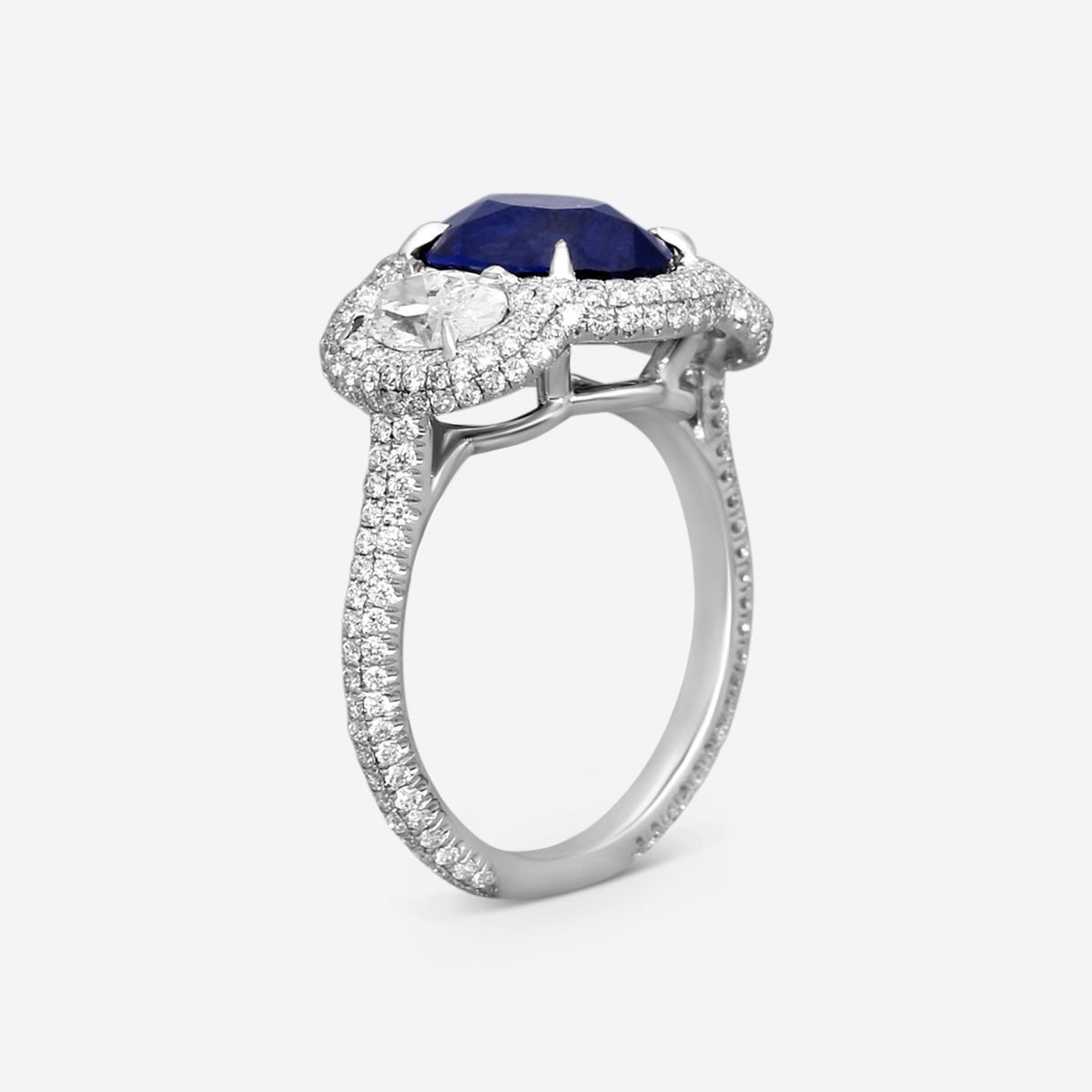 Lugano - 18KW Sapphire 3 Stone Ring (Gross Weight: , DIA: 1.99ct twd, SAP: 3.63ct) Size 6.25 - 1050453