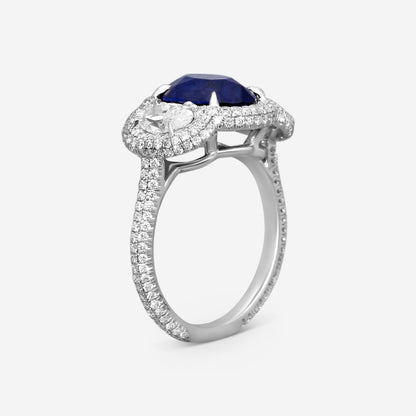 Lugano - 18KW Sapphire 3 Stone Ring (Gross Weight: , DIA: 1.99ct twd, SAP: 3.63ct) Size 6.25 - 1050453
