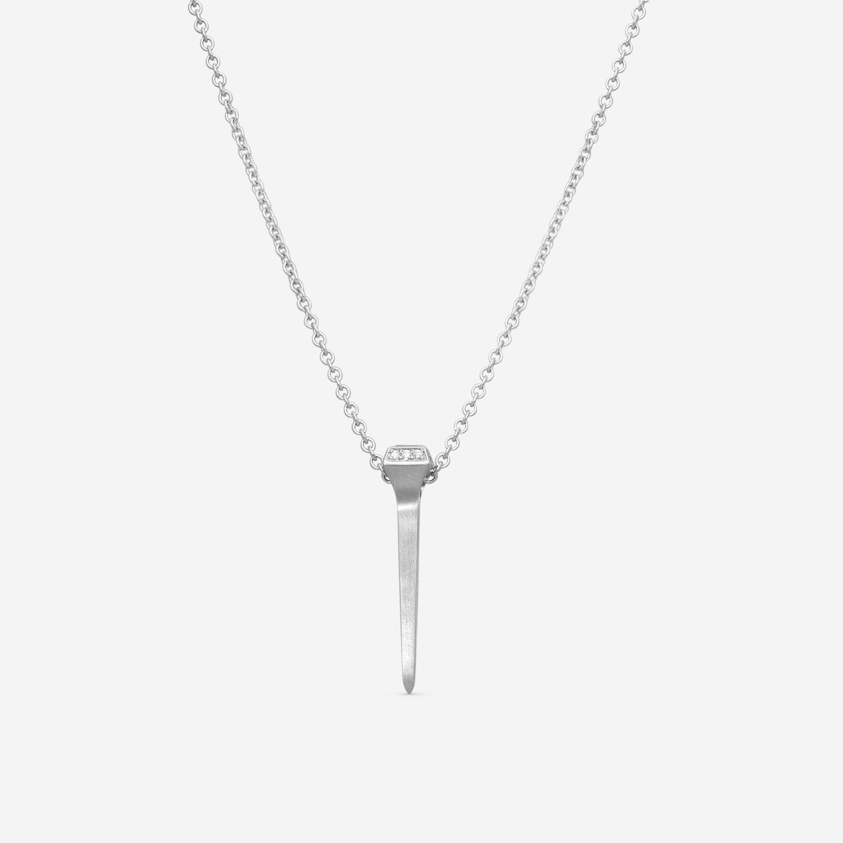 Lugano - 18KW Mini Nail Necklace With Diamonds (Gross Weight: 4.81 gr, DIA: 0.31ct twd FG/VS) - 1295288