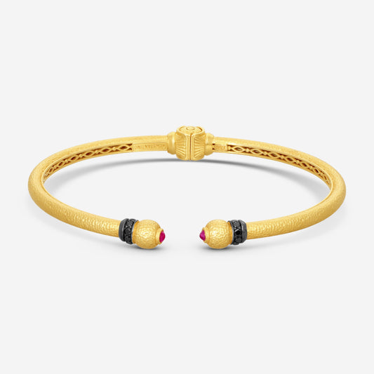 KONSTANTINO - "Callas" (Cuff) - 18K Gold Blk Diamond Ruby Bracelet - BLK DIA: 0.54ctw.; Ruby, 0.09Ct - BMK07063-18KT-516

Length: 6.5 INCHES
Retail $5,710.00