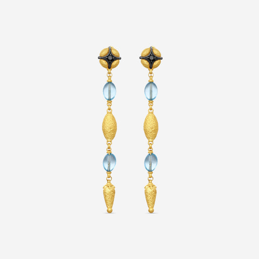 KONSTANTINO - "Callas" (Drop) - 18K Gold Blk Diamond-Swiss Bt Earrings - Swiss Blue TOP - SKMK03149-18KT-510

Length: 1.5"
Retail $3,620.00