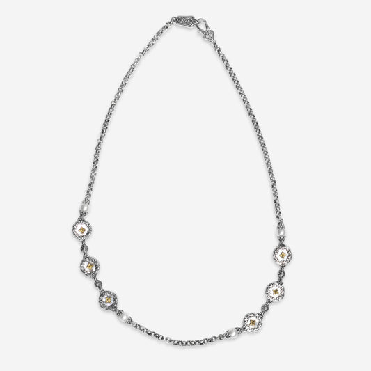 KONSTANTINO - "Hestia" 18K Gold & S/S  Necklace 18" - Cultured Pearl, 3mm - KOMK4731-117

Length: 18 INCHES
Retail $1,090.00