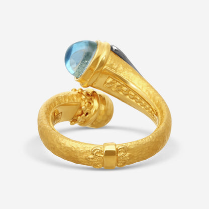KONSTANTINO - "Callas" 18K Gold Ring - BLK DIA: 0.14ctw.; Swiss Blue TOP: 1.8Ct - DMK01141-18KT-510
Retail $4,360.00