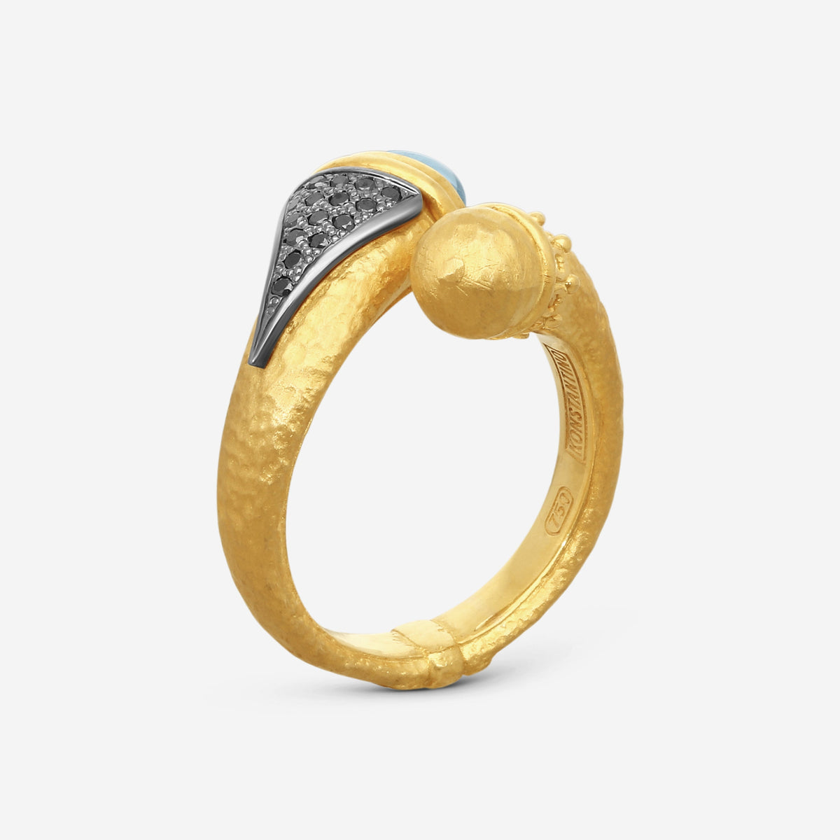 KONSTANTINO - "Callas" 18K Gold Ring - BLK DIA: 0.14ctw.; Swiss Blue TOP: 1.8Ct - DMK01141-18KT-510
Retail $4,360.00