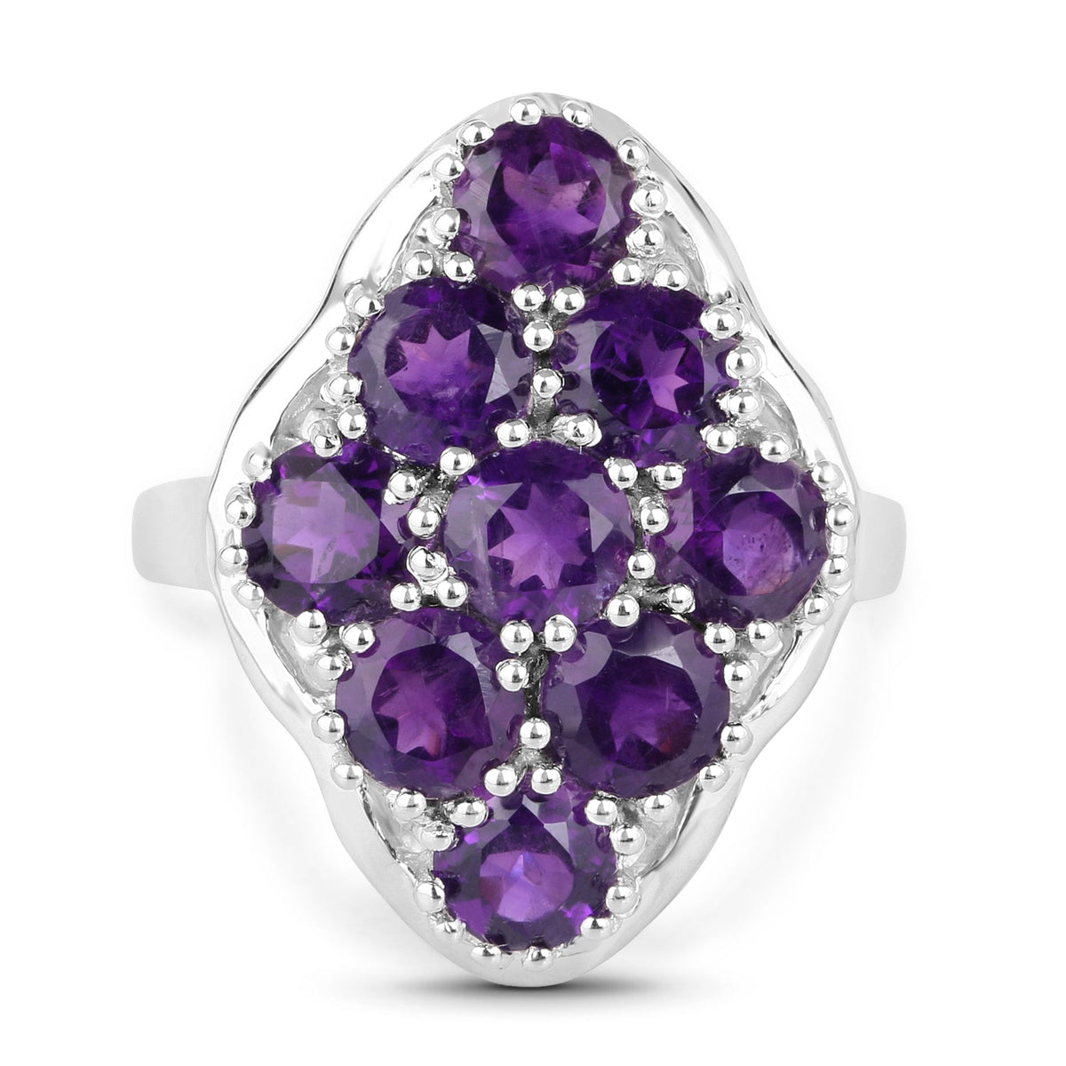 Sterling Silver Amethyst Cluster Ring