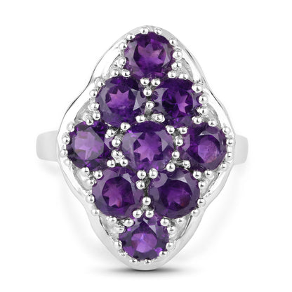 Sterling Silver Amethyst Cluster Ring