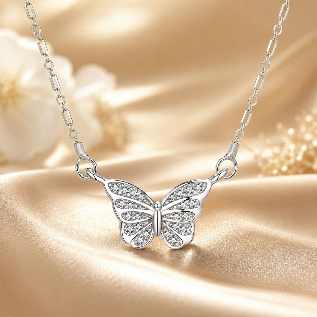 Sterling Silver Pavé Cubic Zirconia Necklace