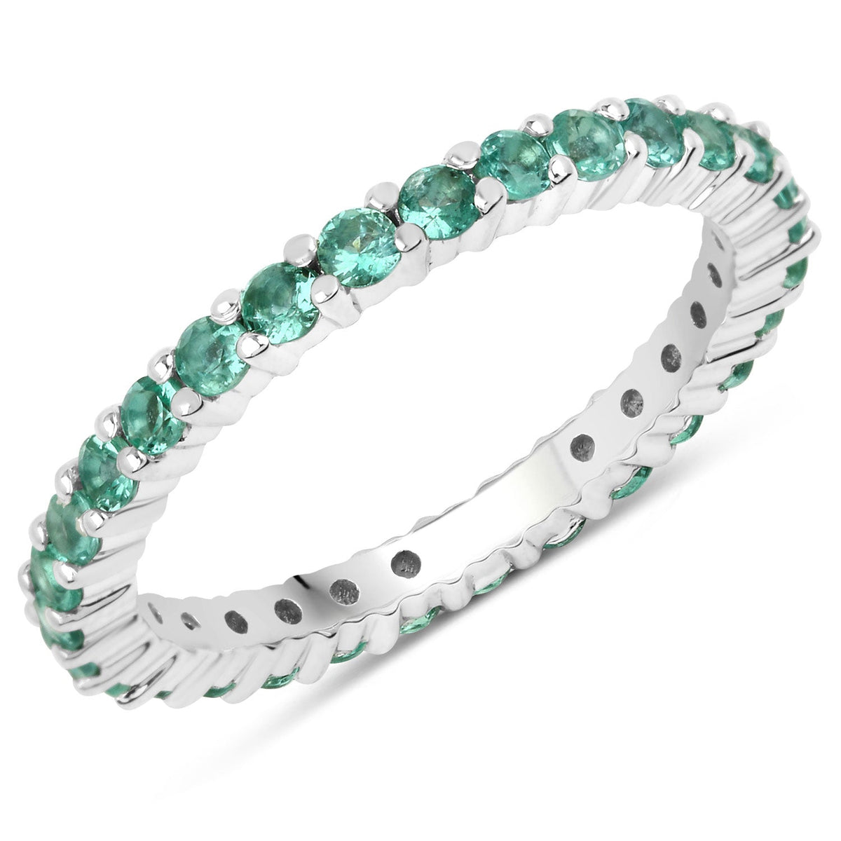 14K White Gold Zambian Emerald Ring