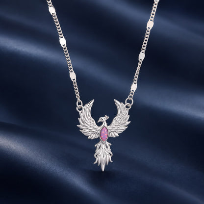 925 Sterling Silver White Gold Plated Synthetic Opal 40+5cm Necklace for Women