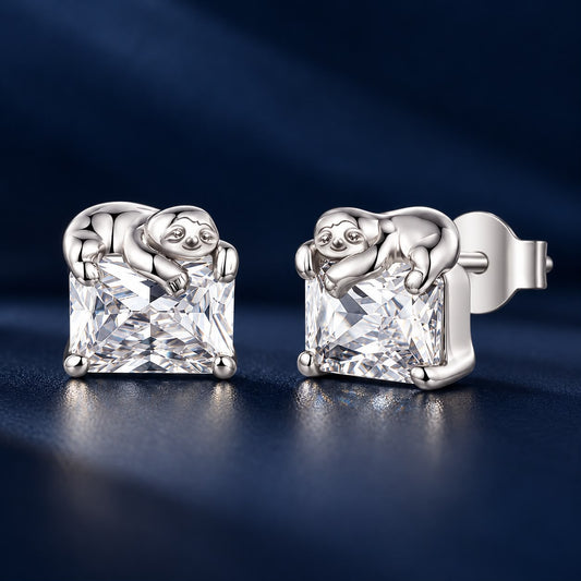 White Gold-Plated Sterling Silver Pavé Cubic Zirconia Stud Earrings
