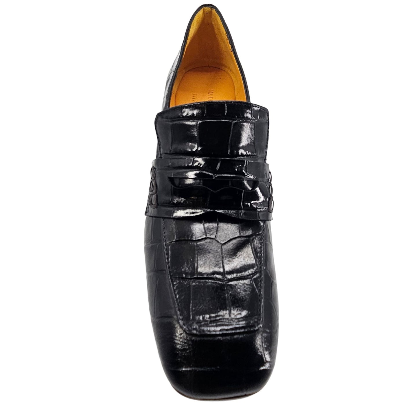 Madison Maison Black Croc-Embossed Leather Block Heel Loafers