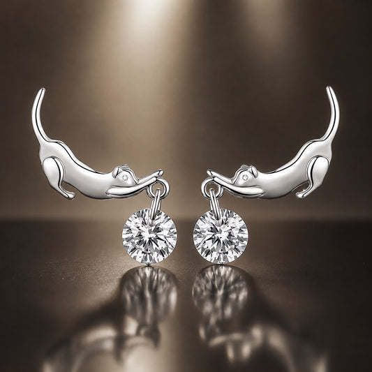 Sterling Silver White Gold Plated Cubic Zirconia Earrings