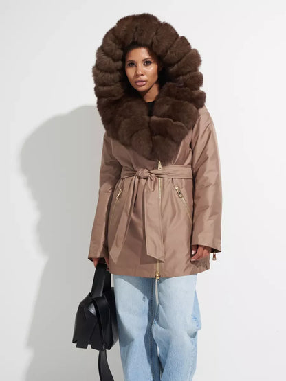 Polar Fox Fur Trim Rabbit Fur Insulated Parka