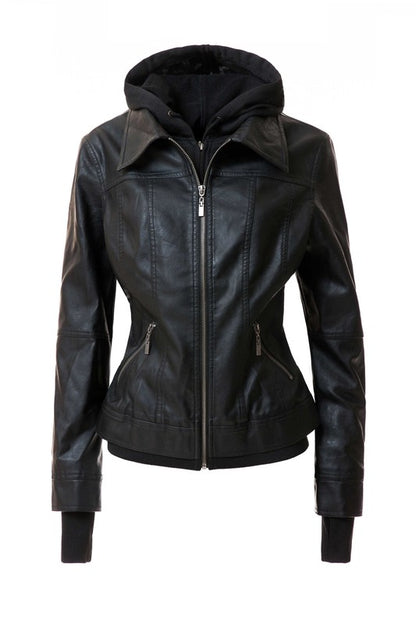 Hooded Leather Jacket - Undeniably LUXE
