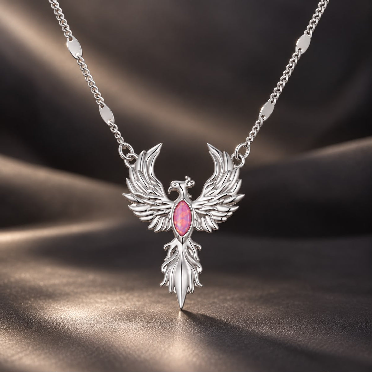925 Sterling Silver White Gold Plated Synthetic Opal 40+5cm Necklace for Women