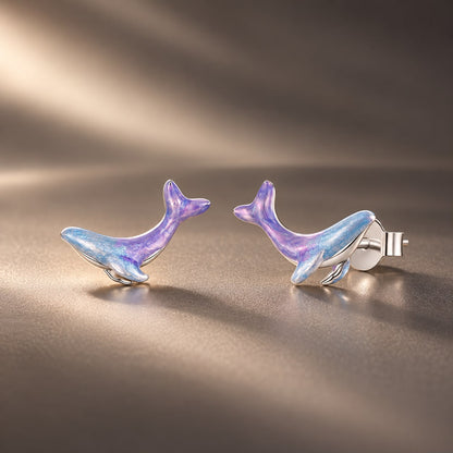 925 Sterling Silver White Gold Plated Enamel 0.7x1.4cm Earrings for Women