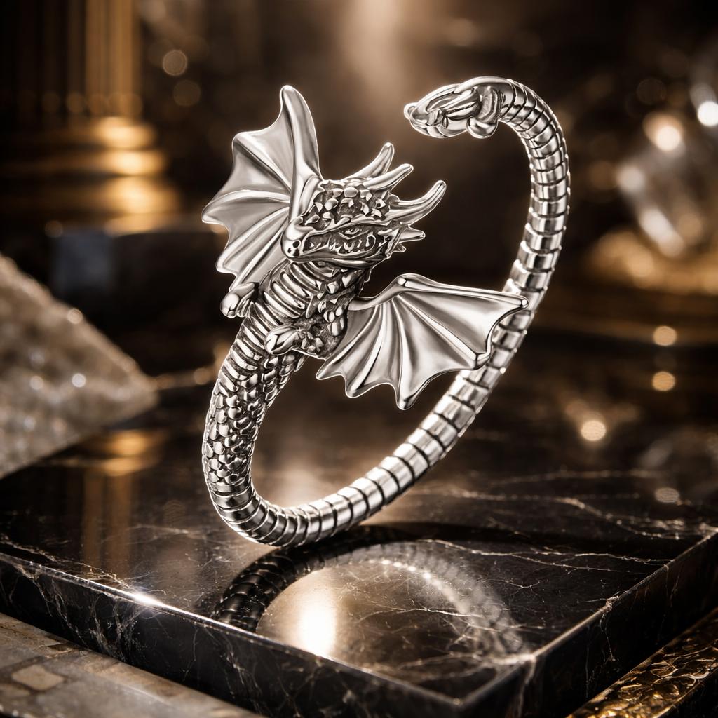 Sterling Silver Oxidized Dragon Ring