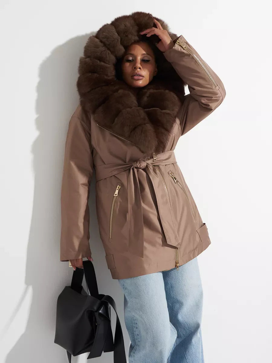 Polar Fox Fur Trim Rabbit Fur Insulated Parka