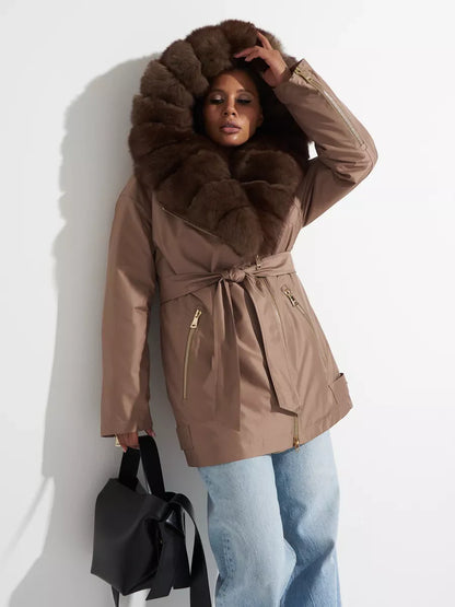 Polar Fox Fur Trim Rabbit Fur Insulated Parka