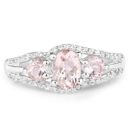 Sterling Silver Morganite & White Topaz Ring