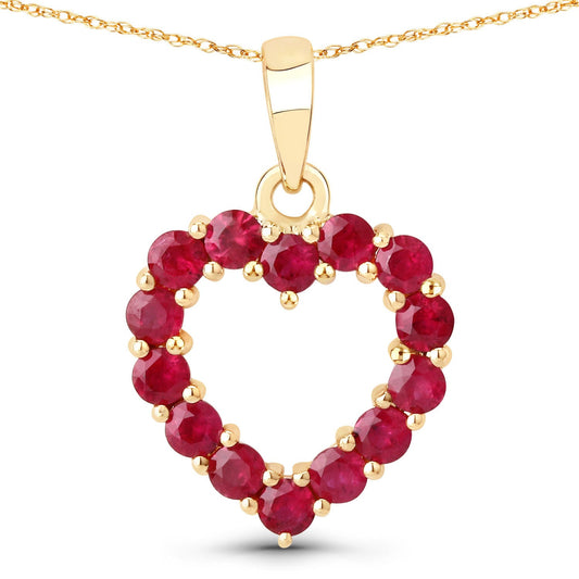 Yellow Gold Ruby Heart Pendant