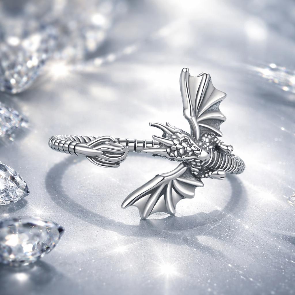 Sterling Silver Oxidized Dragon Ring