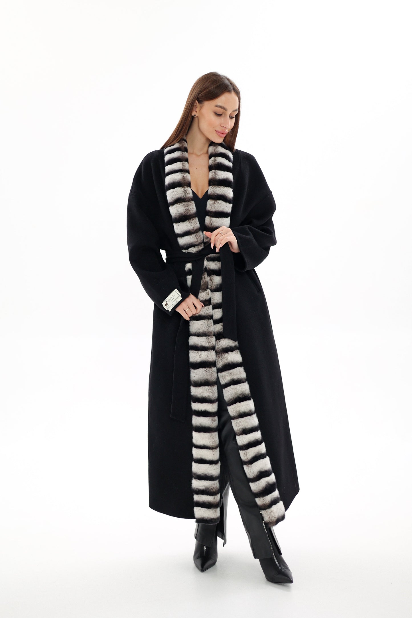 French Orylag Fur Italian Cashmere Wool Coat