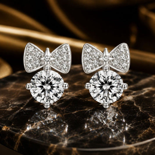 Sterling Silver White Gold Plated Cubic Zirconia Pavé Earrings