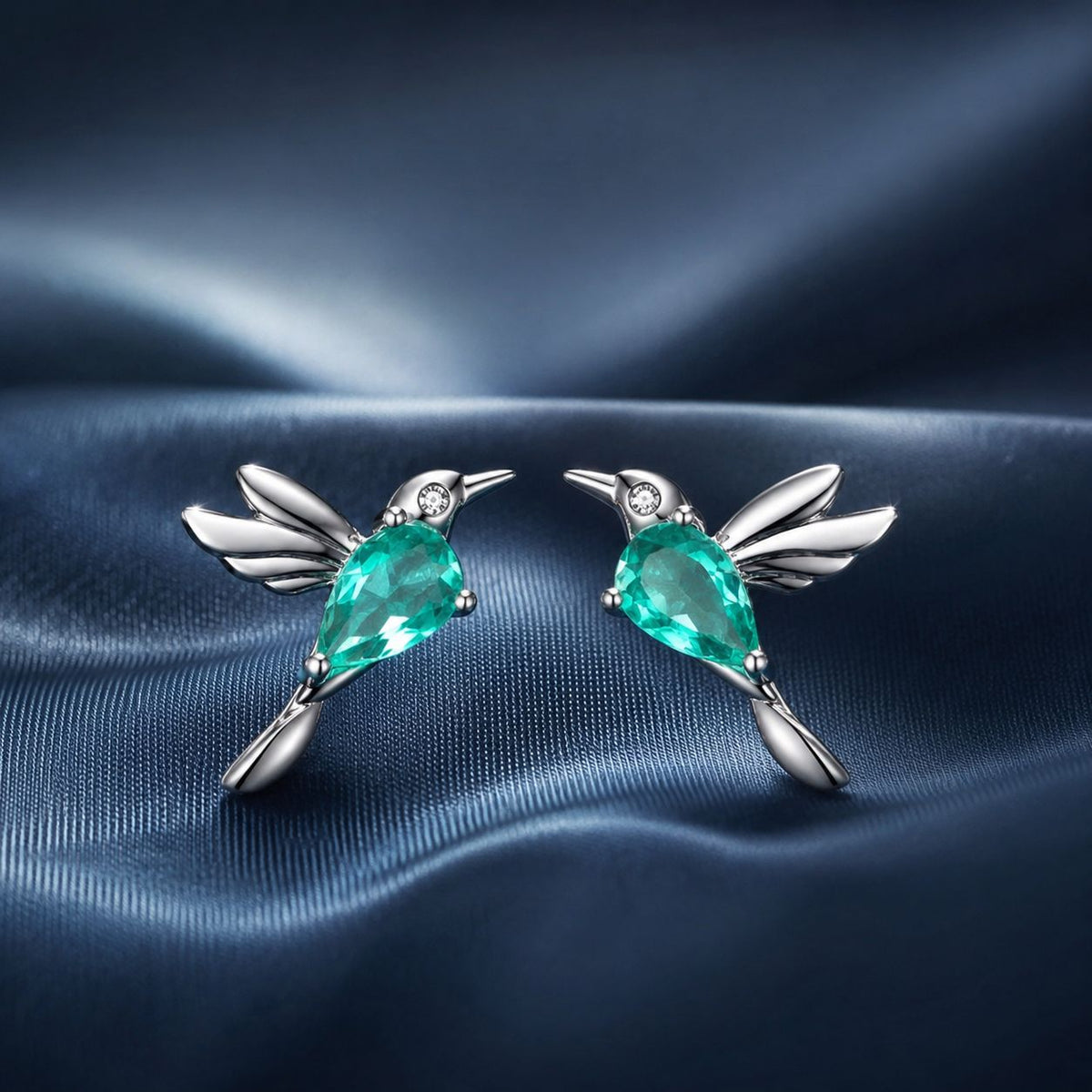 Sterling Silver Transparent Glass and CZ Pavé Earrings