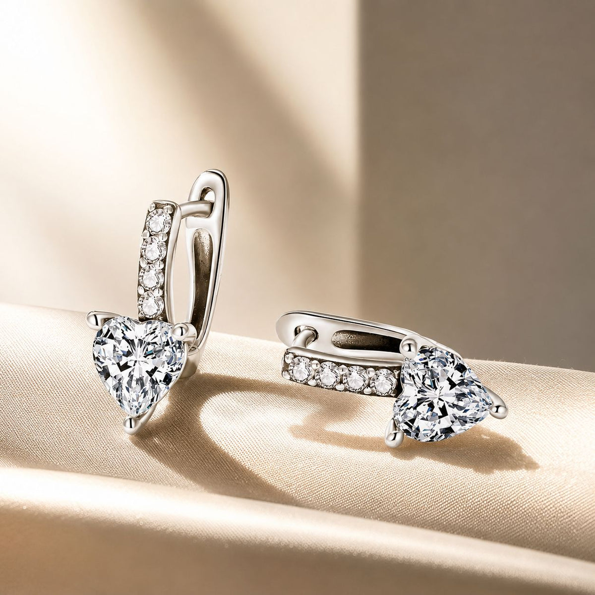 Sterling Silver Oxidized Cubic Zirconia Pavé Hoop Earrings