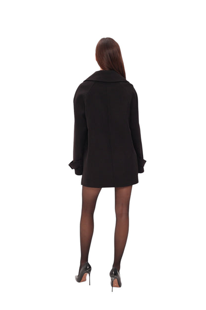 Karina Midi Cashmere Wool Blend Coat In Black
