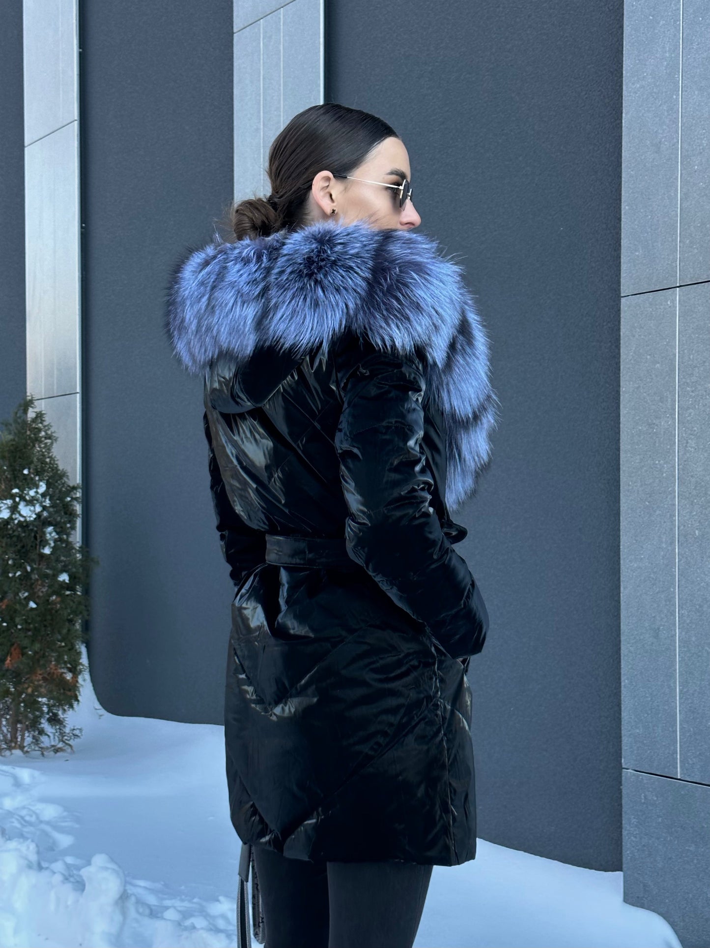 Silver Fox Fur Down Fill Coat