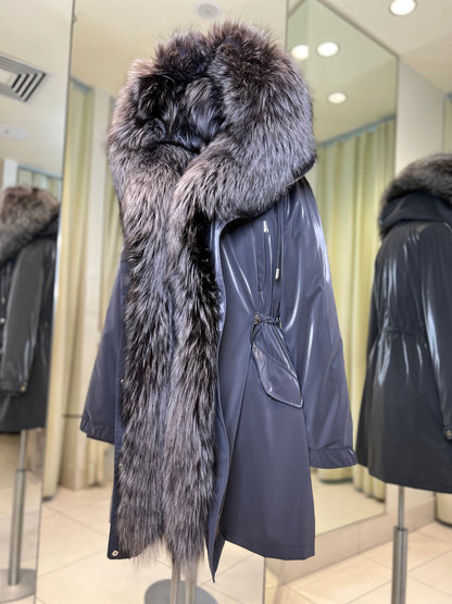Silver Fox Fully Lined Hood Rabbit Insulated Parka