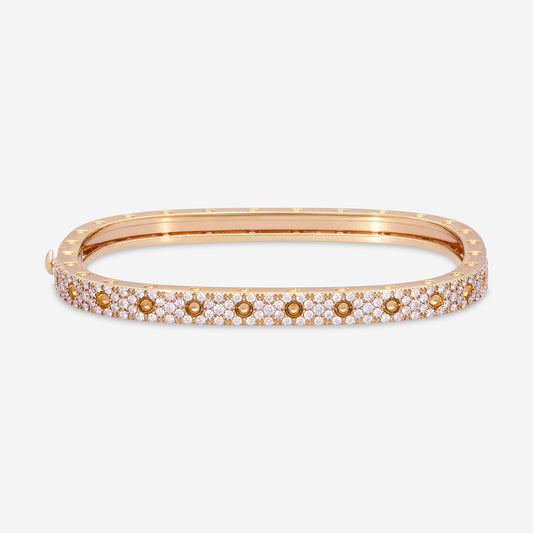 Roberto Coin Pois Moi 18K Rose Gold Diamond 1-Row Square Bangle Bracelet 888691AHBAXS