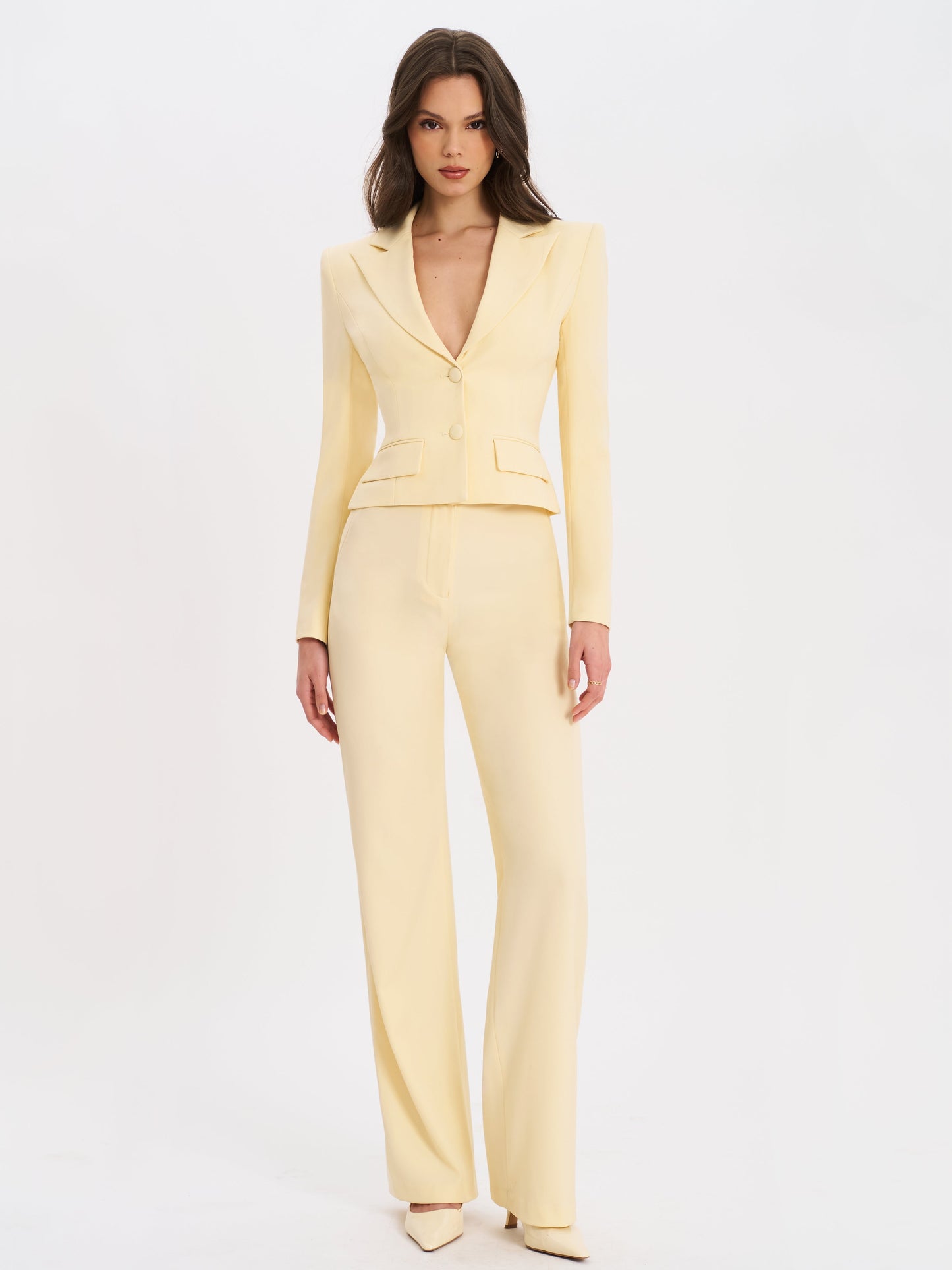Quinnie Butter Yellow Slim Suit Pants